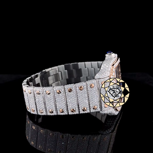 นาฬิกาฮิปฮอปแบบฝังเพชรหรูหราสำหรับผู้ชาย นาฬิกาโครงกระดูกประดับเพชรโมอิสซาไนต์อัตโนมัติ สายสแตนเลส - Product Image 3