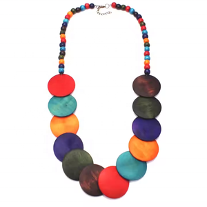 Handmade Resin Beaded <b>Necklace</b> with Orange and Turquoise Stones Fashion <b>Statement</b> Jewelry for Women - Product Image 2