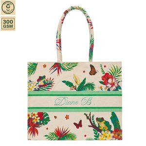 300 GSM Laminated Cotton Canvas <b>Beach</b> <b>Tote</b> <b>Bag</b> <b>Beach</b> Travel 40x33x16 cm Custom Logo Wholesale OEM Private Label Model SS348 - Product Image 2