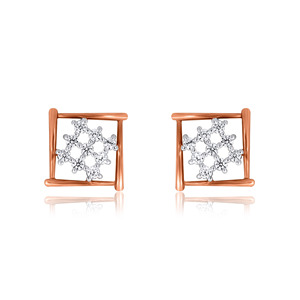 18K Rose Gold Square Diamond Stud Earrings Geometric Lab Grown Diamond Minimalist Fine Jewelry for Women - Product Image 1