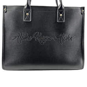   Sac fourre-tout Midnight noir en similicuir, sac à main à bandoulière avec logo embossé, grand sac de transport, sac fourre-tout tendance pour femme au quotidien - Product Image 6