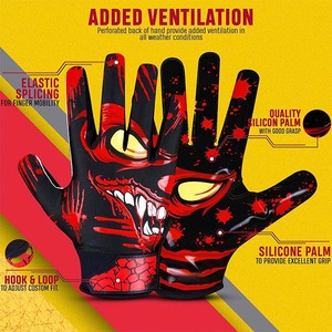 Hot Selling 7v7 Silicon Gloves Professional Grade American Football Receiver Glove <b>Sticky</b> Grip Silicone For Youth Adult Training - Product Image 5