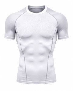 T-shirt de compression noir et gris pour homme, coupe ajustée, col rond, sportif, en maille respirante 180g, séchage rapide, manches courtes - Product Image 5