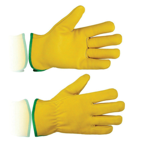 Guantes de Seguridad de Cuero Amarillo con Puño Elástico Verde Antideslizante Resistentes a Impactos (Nivel 3) Guantes de Trabajo de Uso General - Product Image 6