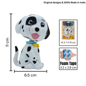 Perro Bobblehead Blanco con Puntos Negros, Decoración Ecológica para el Hogar, Auto u Oficina, Ideal para Acción de Gracias y Regreso a Clases - Product Image 3