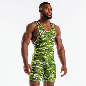 Débardeur de lutte camouflage pour hommes, idéal pour la musculation et le fitness, avec sublimation camouflage - Product Image 3