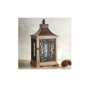 Portavelas de Madera Rústico con Ventanas de Vidrio y Asa de Cuerda, Decoración para Jardín y Bodas - Product Image 4