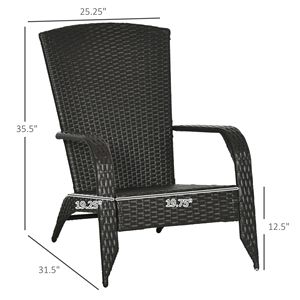Sedia Adirondack in Rattan Intrecciato con Cuscini Bianco Crema e Schienale Alto Curvo per Uso Esterno a Falò - Product Image 3