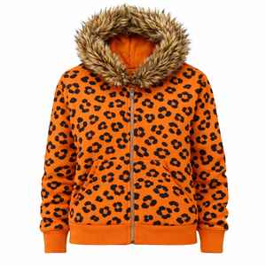 Fabricante de sudaderas con capucha de camuflaje bordadas con pedrería de alta calidad, personalizadas, con cremallera, de felpa francesa gruesa y con imitación de piel. - Product Image 4