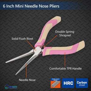 Mini Alicates de Punta Fina de Acero Inoxidable de 6 Pulgadas Rectos con Mango Ergonómico para Joyería y Trabajos con Alambre - Product Image 5