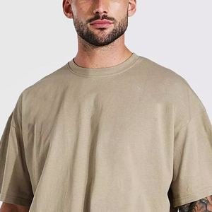 Men's <b>tshirt</b> 100% Cotton high quality oversized drop shoulder <b>plain</b> t-shirt for men customize logo blank t shirts for men 2025 - Product Image 4