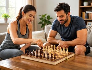 Jeu d'échecs pliable en bois Calvin Handicrafts 12" x 12" |   Échiquier vintage poli fait main avec rangement |   Classique 2 joueurs - Product Image 2