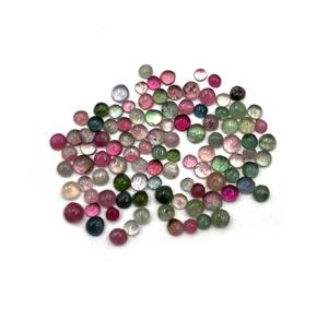 Tourmaline naturelle multicolore, cabochon rond, pierre précieuse en vrac, 10 carats, haute qualité, 3-5 mm, certifiée IGI pour la fabrication de bijoux - Product Image 6
