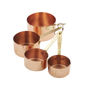 Juego de Tazas Medidoras de Cobre de Cuatro Tamaños Diferentes, Tazas Medidoras de Calidad Premium con Asas de Latón, Tamaño Personalizable - Product Image 1
