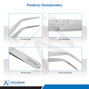 Pince à coton dentaire professionnelle en acier inoxydable, à bec coudé dentelé, autoclavable - Product Image 3
