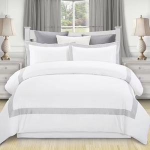 Ensemble de couette en coton blanc 400TC, 3 pièces, uni, cousu, lavable, literie pour la maison - Product Image 6