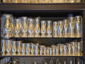 7" Genuine Brass Vase Old Style strong and durable gold shiny finish. Ideal for <b>home</b>, <b>temple</b>, Buddhist use, and decoration. - Product Image 5