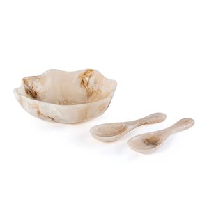Bol de service en résine artisanale de luxe avec cuillères pour la restauration et le traiteur par Curio craft - Product Image 1