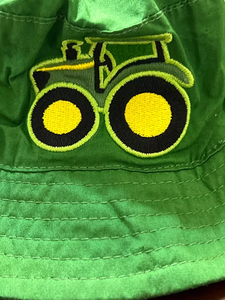 Green Children <b>Bucket</b> <b>Hat</b> With Tractor Embroidery Unisex Casual Outdoor Spring Summer 54-56CM Canvas Style - Product Image 5