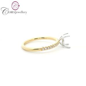 PRECIO AL POR MAYOR LUJO 18K AU750 SOILD BLANCO/ORO AMARILLO DIAMANTE NATURAL REAL FORMA OVALADA CENTRO AJUSTE 7x5MM MONTAJE DE ANILLO DE COMPROMISO - Product Image 6