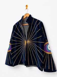 เสื้อโค้ทปักลายตาปีศาจสไตล์โบฮีเมียน งานแฮนด์เมดสำหรับผู้หญิง ผ้ากำมะหยี่ปักลายซูซานี เหมาะสำหรับงานเทศกาลและงานแต่งงาน - Product Image 5