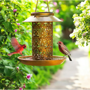 Hollow Pattern Metal Hanging <b>Bird</b> Feeder for Outdoor Garden Yard Decoration Vintage Wild <b>Bird</b> <b>Seed</b> Tray Feeder Station - Product Image 5