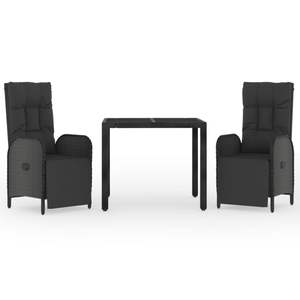 Ensemble de salle à manger de jardin moyen en rotin PE noir avec acier thermolaqué – Mobilier d'extérieur élégant - Product Image 2