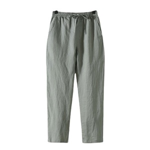 Pantalon d'été léger et respirant en lin pour homme, coupe ample, grande taille, style capri avec taille basse et cordon de serrage - Product Image 1