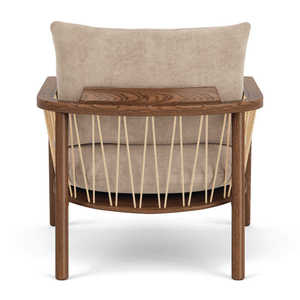 Sillón Moderno Escandinavo Tapizado con Estructura de Madera y Cojines de Lino para Sala de Estar, Muebles para el Hogar - Product Image 2