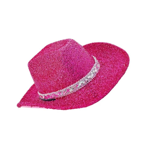 Silver Glitter Cowboy <b>Hat</b> Unisex Wide Brim Sequin Embroidery Party Adult 56-58CM Spring <b>Summer</b> - Product Image 5