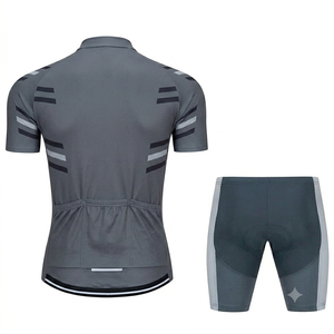 wholesale grey <b>cycling</b> set for men slimfit short sleeve bib shorts breathable bicycle racing apparel customized your logo design - Product Image 2
