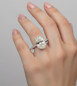 แหวนแต่งงานทรงวงรีประดับเพชรแล็บโกรว์ สี DEF ความใส VS VVS เงินแท้ 925 ชุบทองคำขาว 14K 18K งานจิวเวลรี่ชั้นดี - Product Image 6