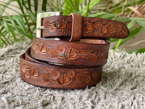 Fabricantes que venden cinturón de cuero genuino para hombre, cinturón de cuero de vaca de lujo ajustable a mano para hombres - Product Image 3