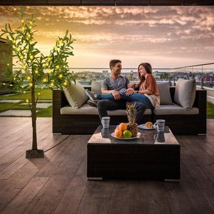 6FT 300Pcs LED Beads Lighted Warm White Artificial Greenery <b>Tree</b> 8 <b>Lighting</b> Lifelike Decorative Faux Olive <b>Tree</b> - Product Image 1