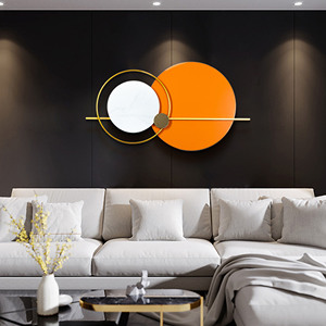 Décoration murale en métal abstrait nordique, art mural géométrique rond en métal de luxe léger, artisanat suspendu pour salon, hôtel, décoration murale - Product Image 1