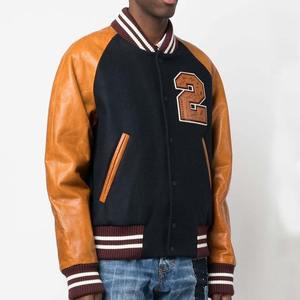 Chaqueta Varsity de Béisbol para Hombre de Alta Calidad, Fabricada por OEM, con Mangas de Cuero y Bordado Personalizado, Chaqueta Cortavientos - Product Image 5
