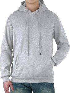 Sweat-shirt à capuche uni pour homme, coupe classique, en molleton tricoté, style décontracté, automne, gris clair - Product Image 5