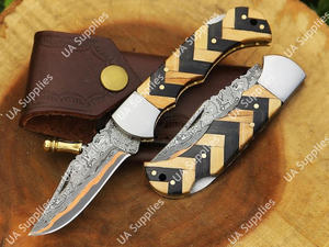 Couteau pliant professionnel EDC en cuivre damas Sanmai sur mesure, pour le camping et les activités de plein air, avec plusieurs choix de poignée, OEM OBM - Product Image 2