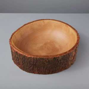 Ensemble de 4 bols à salade en bois sculpté, texture bois foncé, bassin de service pour fruits, vaisselle de cuisine artisanale - Product Image 2