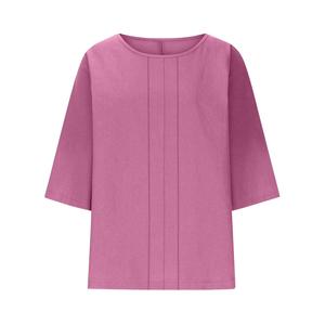 Women's 95% Flax Plus Size T Shirt <b>Tie</b> <b>Dye</b> Button Crew Neck Three Quarter Sleeve Plaid Loose Casual Blouse Daily use for teenage - Product Image 1