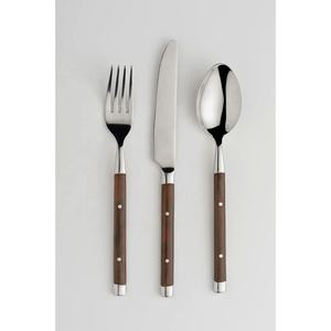 Juego de cubiertos con mango de diseño antiguo plateado Tenedores Cucharas Cuchillos Madera Nuevo estilo Handel Juego de cubiertos de oro de acero inoxidable - Product Image 1