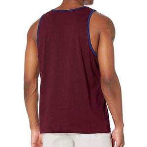 Men's Solid Color Cotton Tank <b>Top</b> O-Neck Casual Knitted Sleeveless Vest <b>Maroon</b> Summer Fitness Wear Men's Tank <b>Tops</b> All Size - Product Image 2