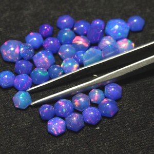 Ethiopian Welo Opal Hexagon Cut Cabochon Natural Opal Purple Color Loose Gemstone 4-7mm Multi Fire Opal for Wholesale Jewelry - Product Image 5