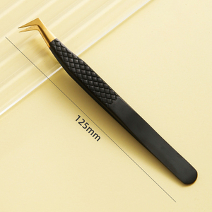 Pinzas para Pestañas con Agarre de Diamante, Pinzas de Acero Inoxidable con Punta de Fibra Profesional para Extensiones de Pestañas, Color Negro - Product Image 3