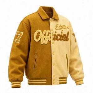 Wholesale <b>Men</b> Autumn <b>Short</b> Stitched <b>Jacket</b> Brown Texture Retro Collar Sporty Style Single Button Fashion Outerwear Apparel - Product Image 1