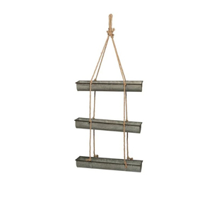 Juego de 3 Macetas Colgantes de Metal Galvanizado con Cuerda de Yute, para Interior y Exterior, Montaje Vertical en Pared, Jardinera para Hierbas - Product Image 1