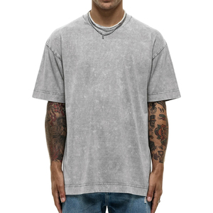 Anti Wrinkle Men Acid Wash T Shirt 100% Cotton Breathable Short Sleeve Premium Quality Casual Wear Hot Sale Latest <b>Designs</b> - Product Image 1