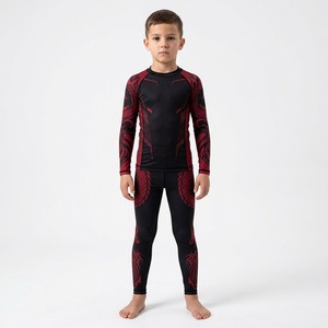 Conjunto de Rash Guard y Spats de MMA para Niños, Camiseta de Compresión de Manga Larga con Estampado de Olas, Ropa de Entrenamiento - Product Image 6