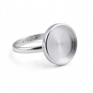 925 Sterling Silver <b>Blank</b> Round <b>Ring</b> 10mm Semi Mount Bezel Setting for Gemstone Keepsake Breastmilk Resin Handmade DIY Wholesale - Product Image 5
