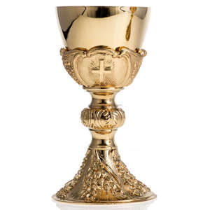 Calice religieux en laiton plaqué argent, forme ronde, motif floral en relief, excellente qualité, pour la consommation, cadeau de mariage - Product Image 6